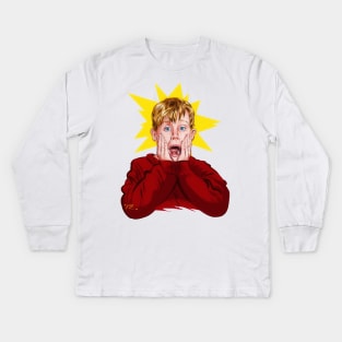 Macaulay Culkin - An illustration by Paul Cemmick Kids Long Sleeve T-Shirt